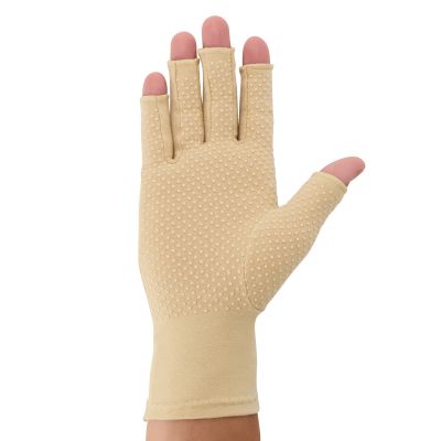 dunimed rheumatoid arthritis osteoarthritis gloves with anti-slip layer in Beige zoomed in