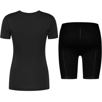 gladiator sports package compression short and shirt womens in black back view