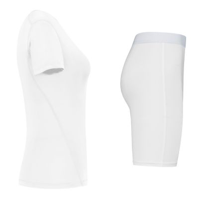 gladiator sports package compression short and shirt womens in white side view