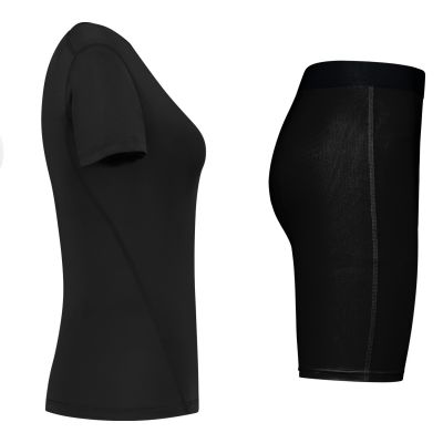 gladiator sports package compression short and shirt womens in black side view