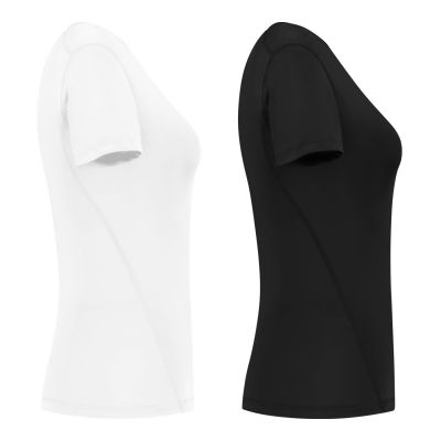 gladiator sports compression shirt for women in black and white side view