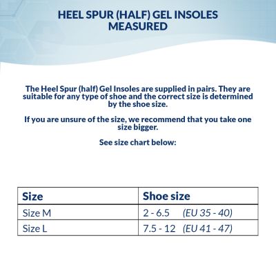 heel spur half gel insoles measured