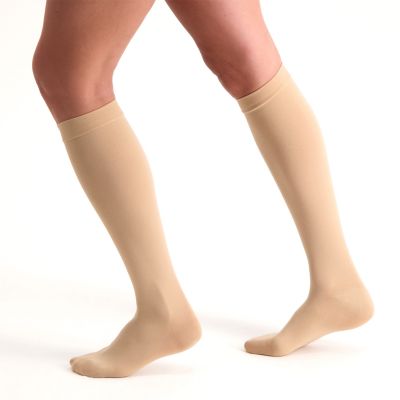 dunimed premium comfort compression stockings short closed toe black and Beige packaging