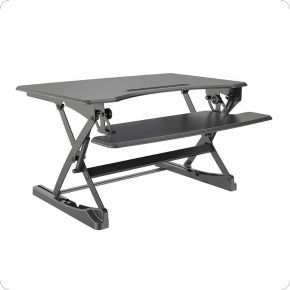 in height adjustable desk left side view