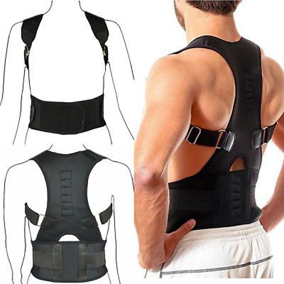 dunimed premium posture corrector worn on male model and front view