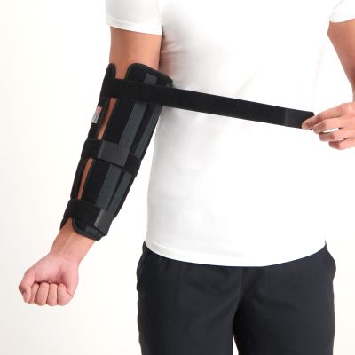 super ortho elbow lower arm splint around left arm