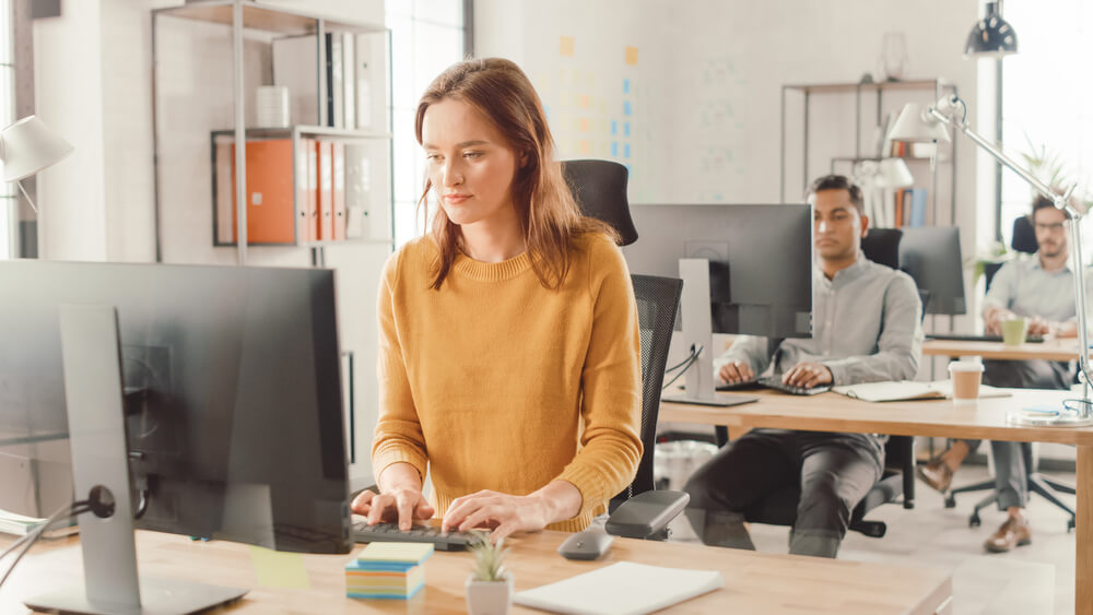 people are working by ergonomic rules at a office